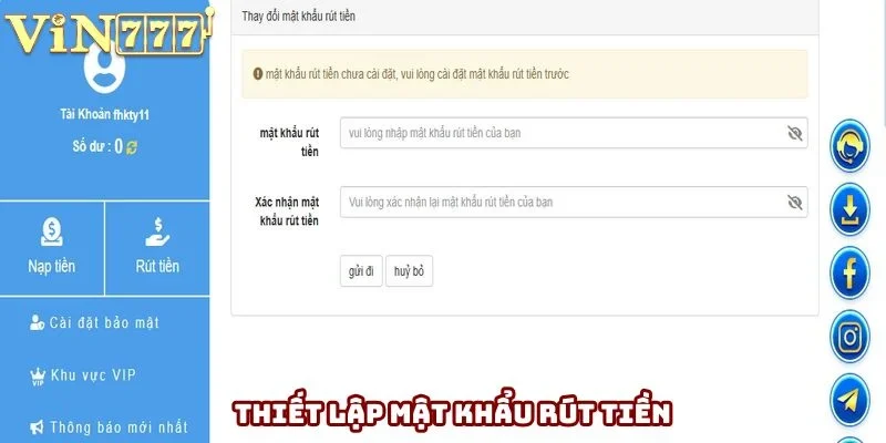Lập mật mã rút thưởng tại trang cụ thể