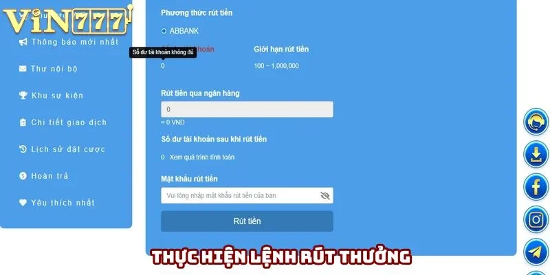 Gửi lệnh rút lên nhà cái tiến hành